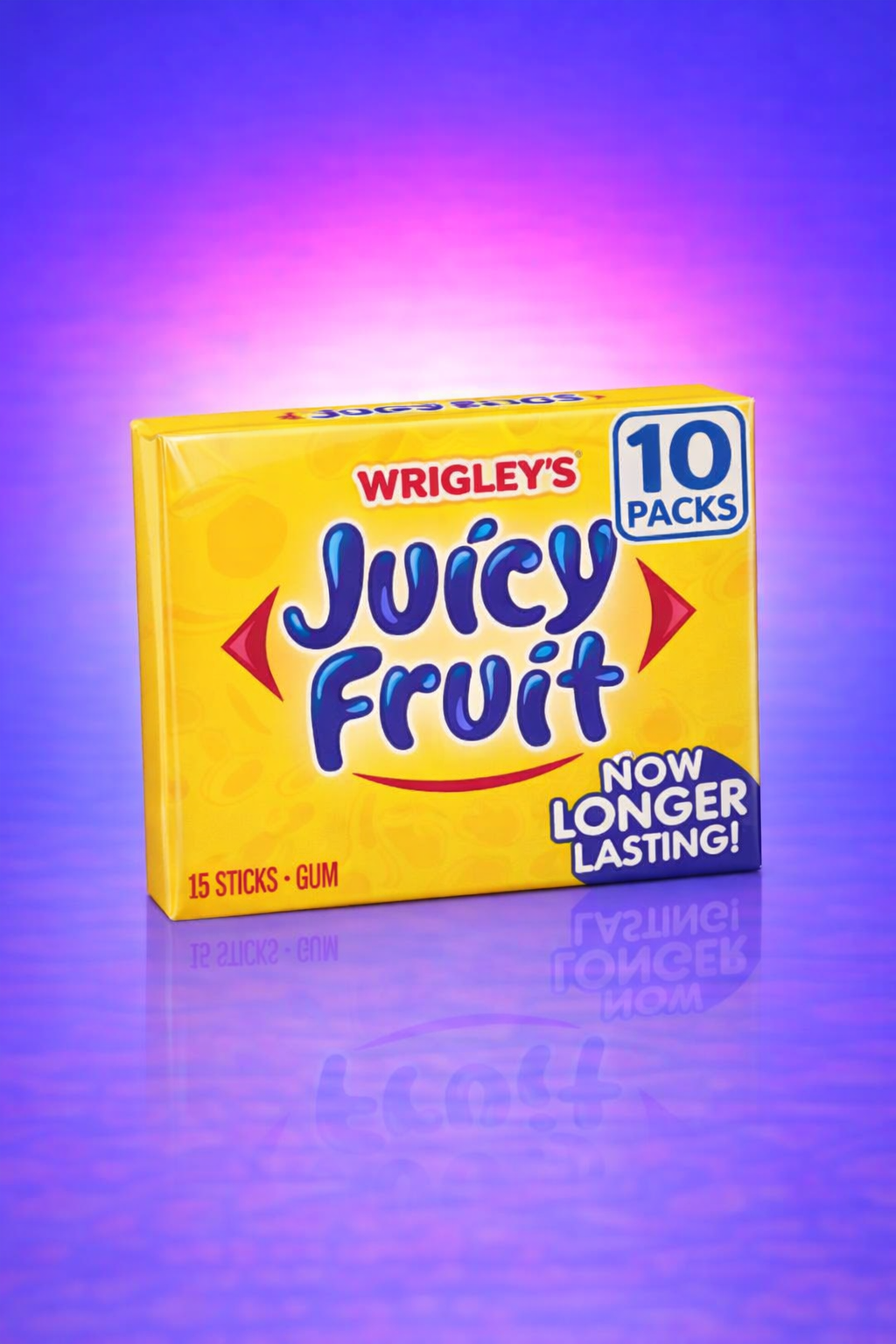 Juicy Fruit Original Bubble Gum, Bulk Chewing Gum, 15 pc, 10 ct