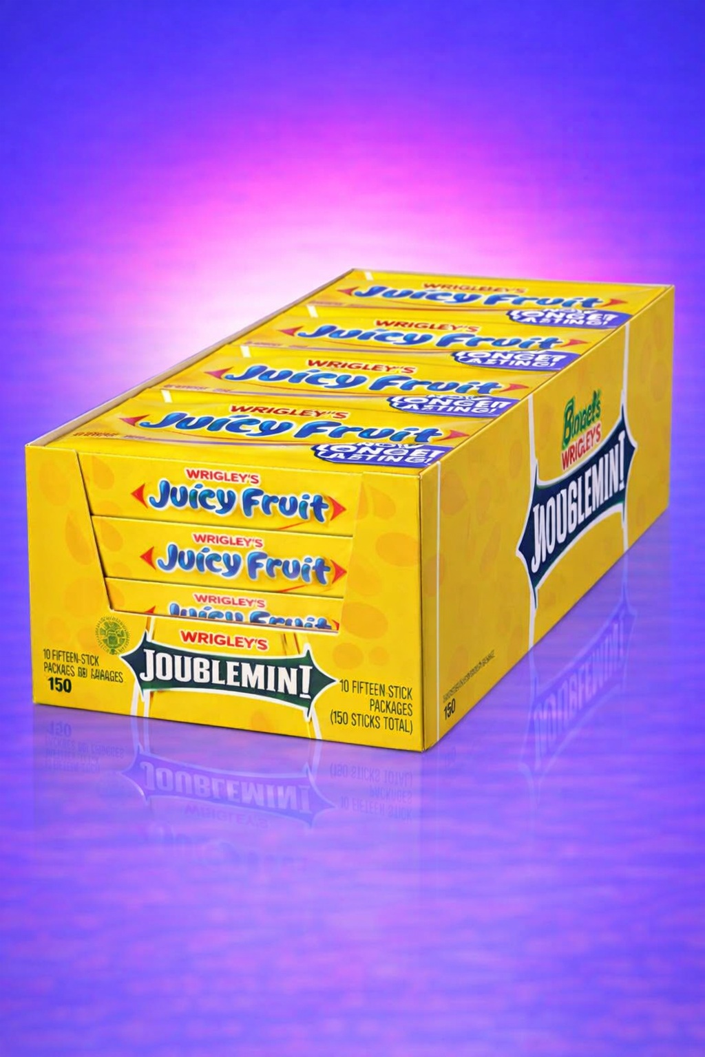 Juicy Fruit Original Bubble Gum, Bulk Chewing Gum, 15 pc, 10 ct